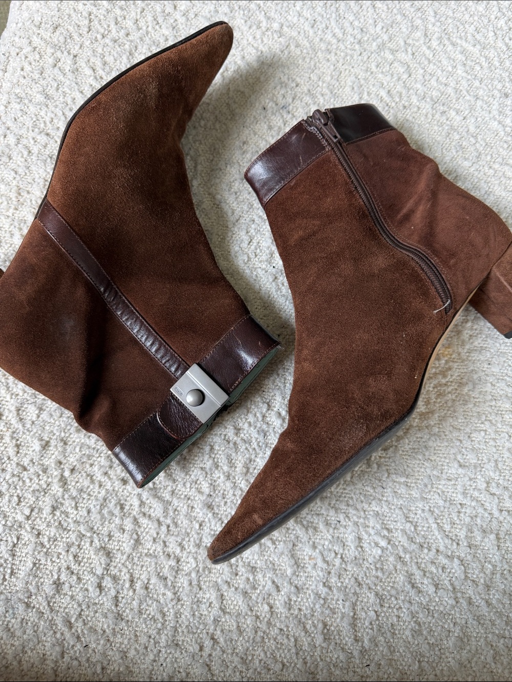 Coach Brown Suede Pointed Toe Ankle Boots